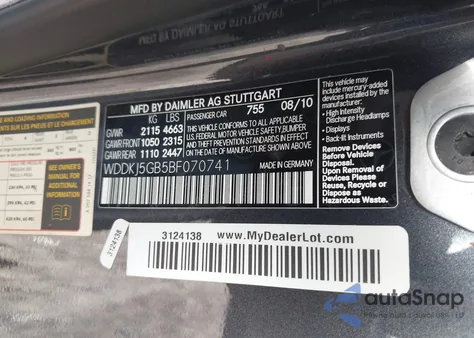 2011 Mercedes-Benz E 350 from USA, damaged, VIN WDDKJ5GB5BF070741